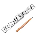 Ritche 22mm Stainless Steel Bracelet Watch Band Strap Solid Links Interlock Safety Clasp Color Silver