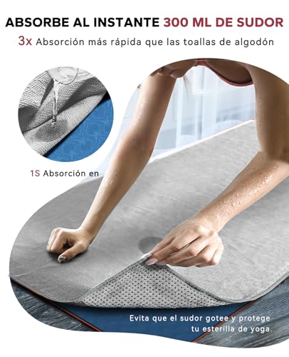 HAPBEAR Non-slip Yoga Towel 188 x 62 cm for with Grip Points | Super absorbent and soft microfiber, ideal for hot yoga, pilates and exercise fitness
