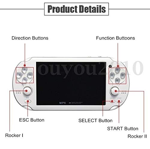 YIYU Portable 4.3'' 32Bit 10000 Games Built-in 8GB Handheld Video Game Console Player Multicolor Electronic Toy (Red)