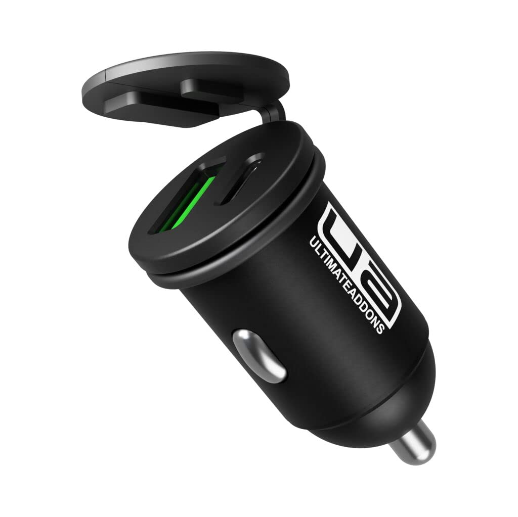 Ultimateaddons Fast Charge Mini 12V Dual USB + TYPE C DC Charger with Waterproof cover for Motorcycle and outdoor use.
