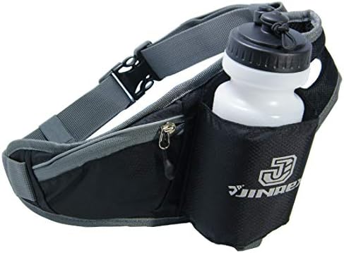 Jinrex Running Belt with Water Bottle, Running Fanny Pack with Adjustable Straps, Large Pocket Waist Bag Phone Blue