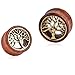 Oasis Plus Tree of Life Organic Wood Flesh Tunnels Double Flared Ear Stretcher Saddle Plugs Gauge 10mm 00g