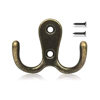 Aronydia Heavy Duty Coat Hooks Wall Mounted 10 Packs with 22 Screws 20 LB Utility Hooks Heavy Duty Key Hooks Retro Double Hooks for Coat, Scarf, Bag, Towel, Key, Cap, Cup