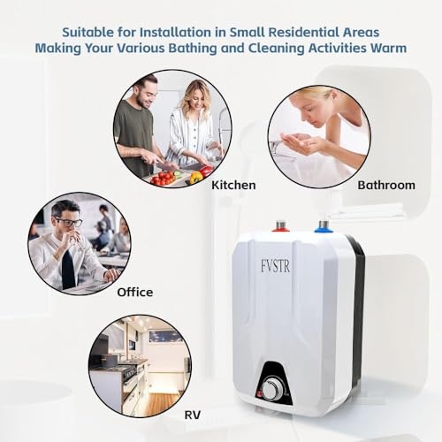 2KW 220/240V UK Plug 8L Small Under Sink Tank, Thermal Storage Water Heater, Mini Tankless, Under Sink, Electric RV TR Trailer Kitchen Compact Point of Use
