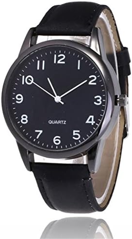 Yeefant Simple Style Trendy Student Couple Leather Band Analog Quartz Round Wrist Men's Fine Business Vintage Fashion Trend Belt Watch,Band Width 0.8 Inch,Band Length 9.7 Inch,Black