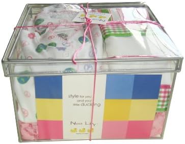 Noa Lily Gift Basket with Footie, Blanket, Hat, and Towel, Peace girls, Medium