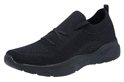 COODO Women's Athletic Shoes Casual Breathable Sneakers CD8015 (8.5 M US,Ebony)