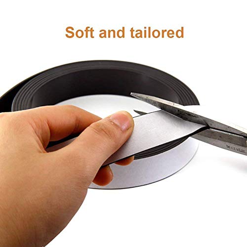 Flexible Magnetic Tape - 1 inch x 10 Feet Magnetic Strip with Strong Self Adhesive - Ideal Magnetic Roll for Craft and DIY Projects - Sticky Magnets for Fridge and Dry Erase Board, Pack of 2