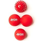 Massage Lacrosse Ball Set by 4KOR Fitness, for Mobility, Myofascial Release, and Trigger Point Therapy, with Instructional Guide and Free Carrying Case (Red)