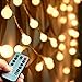 (Remote and Timer)Abkshine 100 LED Warm White Globe String Lights Outdoor, Waterproof Battery Powered LED Starry Light Fairy Light for Patio Umbrella Garden Party Xmas Tree Wedding Decoration