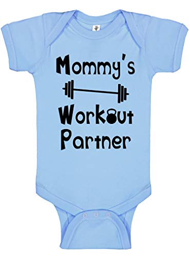 Reaxion Aiden's Corner - Mommy's or Daddy's Workout Partner Bodysuits - Funny Baby Boy & Girl Clothes (0-3 Months, Mom_Carolina)