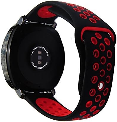 20mm Silicone Watch Band for S2 Classic R732/R735 Samsung Gear Sport Vivoactive 3 Ticwatch E Rubber Band(Black-red)
