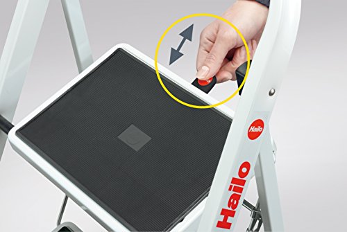 [- Hailo K20, Stahl-Klapptritt, 3 Stufen, Sicherheitsbügel, Klappsicherung, einfach zu verstau