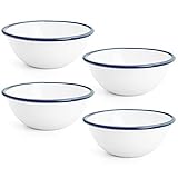 Argon Tableware Traditional Enamel White Cereal Bowls - 155mm / 6