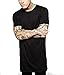 YANWENFANG Men T-Shirt Longline Tshirt Hip hop Long Hem Hipster Casual Cotton Tee Regular fit (Black dfdsf3, US-XXL)