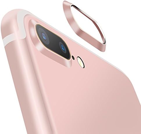 PortPlugs - Aluminum Camera Lens Cover [2 Pack] - Compatible iPhone 7 Plus, 8 Plus - Camera Protector Strong Adhesive – Durable Protective Metal Bumper Guard (Rose Gold)