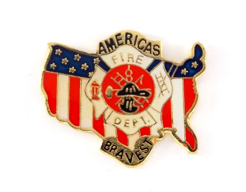 Wholesale Lot Of 12 USA Flag Fire Fighter Americas Bravest Lapel Hat Pin PPM769