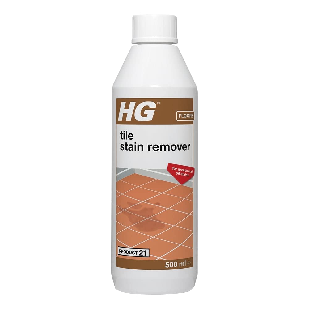HG Tile Stain Remover, Oil Stain Remover & Mark Remover for Kitchen & Bathroom Tiles, Porcelain Tile Cleaner & Grout Stain Remover, Gentle Stone Cleaner, Floor Cleaner & Tiling Oil Remover - 500ml