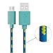 Josi Minea Micro USB Charge and Sync Cable with Rugged Nylon Braided Stylish Design - Pack of 3 Colorful Extra Long 10 Feet Cables