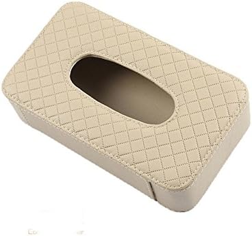 Comfspo Leather Tissue Box With Button For Cars Tissue Cover Box Case Holder for Home Office Car Automotive