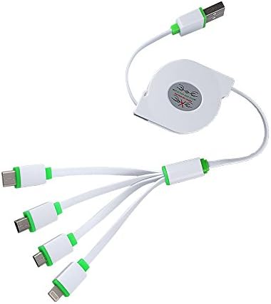 Kingox 2A Fast charging Portable USB 4 in 1 Multi Charger Type-C Cable for Iphone 5 6 7 HUAWEI P8 P9 G9 HTC10 Galaxy S8 Note 7 Xperia XZ etc(Light green)