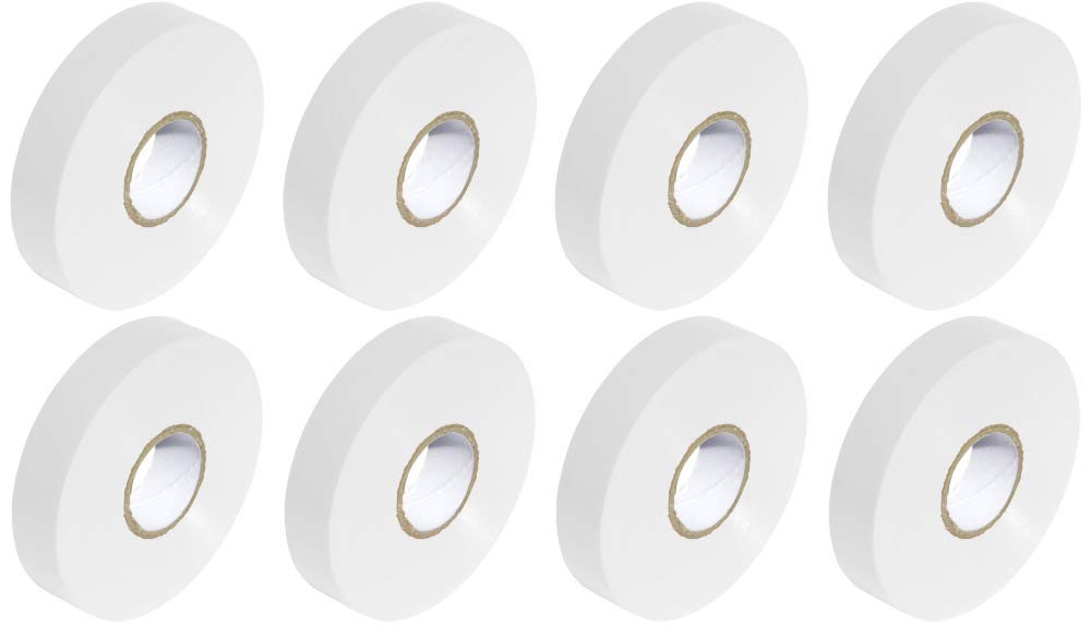White PVC Electrical Insulation Tape Roll - 33m x 19mm x8
