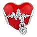 QueenCharms Hear Heartbeat Electrocardiogram Charm ECG Beads For Bracelets (Red)