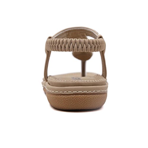 Sandals for Womens, FORUU Summer Ladies Bohemia Beach Flip Flops Shoes Clip Toe (7, Khaki)