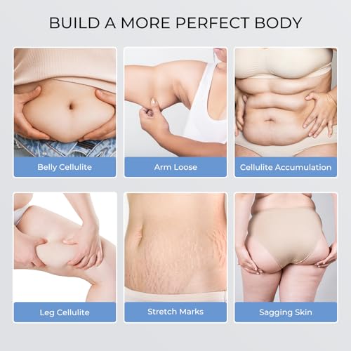 4-in-1 Cellulite Massager Tool - Body Sculpting Machine with Heating, Reduce Stretch Marks & Skin Tightening, Cellulite Remover for Legs, Belly, Waist, Arms, Buttocks, Wireless & Lightweight (Blue)