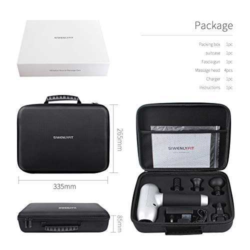 SIWENLYFIT Muscle Massage Gun, Handheld Deep Tissue Massager Electric Quiet Portable Massage Gun for Pain Relief, Speed Adjustable Professional Body Percussion Muscle-Relax Puncher Fascia Gun