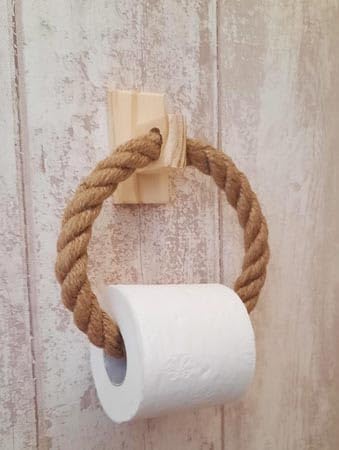 Solenzo Vintage Toilet Roll/Towel Holder, Industrial Rope Material.