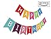 Silvima Ready to Hang Happy Birthday Banner Bunting | Pre-Strung Multiple Color Bday Sign, Colorful Party Decoration