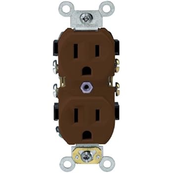 Leviton BR15 15-Amp, 125-Volt, Narrow Body Duplex Receptacle, Straight Blade, Commercial Grade, Self Grounding, Brown