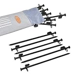 Gray Bunny GB-6909A12 Heavy Duty Iron Tent Stakes, Set of 12 w/Carrying Bag, 12 in Long, Solid Steel Tent Stakes for Nailing Large Tents, Canopies, Tarps, for Camping, Hiking, Backpacking