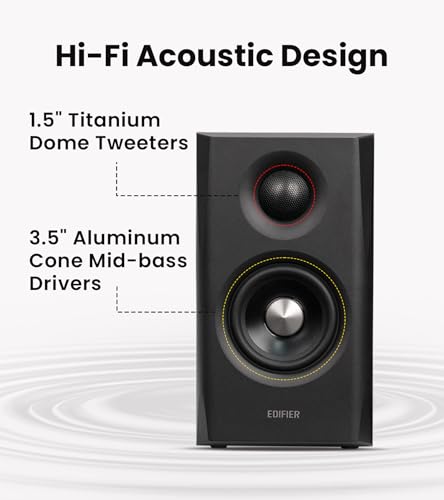 Edifier S355DB 2.1 Powered Bookshelf Speakers with 8" Wireless Subwoofer, 150W Tri-Amp Hi-Res Audio, Computer Speaker System, Bluetooth 6.0 with LDAC, HDMI/Optical/Coaxial Inputs for PC, TV (Black)