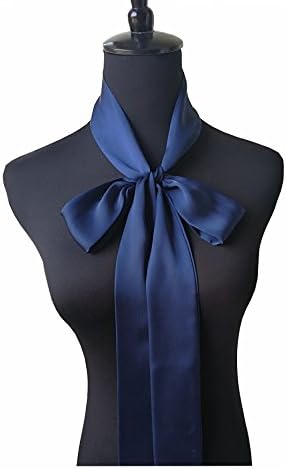 Folding Bow Tie silky tie scarf narrow fashion necktie choker (Dark navy)