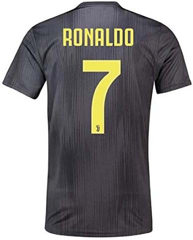 Lakivde Men's Ronaldo New Away Jerseys 18-19 Juventus #7 Football Jersey Soccer Jersey Black(S-XXL)