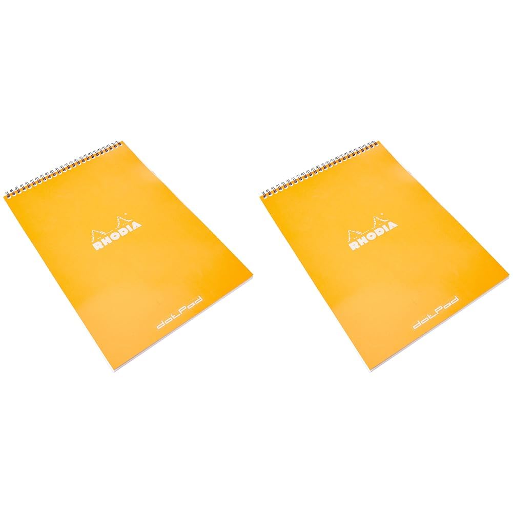 Rhodia 18503C - Spiral Notebook (Full Bound) Orange - A4 - Dotted Dot - 80 Detachable Sheets - 80G Clairefontaine Paper - Soft and Resistant Coated Card Cover - Classic (Pack of 2)