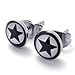 KONOV Two Tone Beautiful Unisex Mens Star Stud Stainless Steel Earrings, 2pcs, White Black