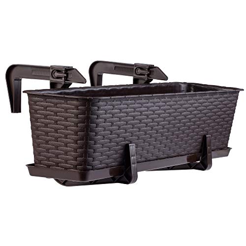 KADAX Balkontopf mit Untersatz, Pflanzkasten, Balkonkasten mit Wasser Öffnungen, Blumenkasten für Rosen, Oleander… – Bild 3