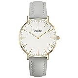 CLUSE La Bohème Gold White Grey CL18414 Women's Watch 38mm Leather Strap Minimalistic Design Casual Dress Japanese Quartz Elegant Timepiece