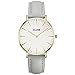 CLUSE La Bohème Gold White Grey CL18414 Women's Watch 38mm Leather Strap Minimalistic Design Casual Dress Japanese Quartz Elegant Timepiece