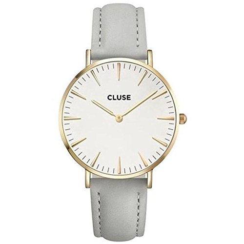 CLUSE La Bohème Gold White Grey CL18414 Women's Watch 38mm Leather Strap Minimalistic Design Casual Dress Japanese Quartz Elegant Timepiece