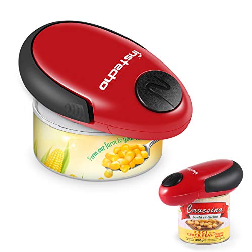 Electric Can Opener, Cakie Restaurant Can Opener Smooth Soft Edge One-touch Battery Automatic Electric Hands-free Can Opener For Kitchen Arthritis Elderly Travel and Chef's Best Choice’s (Red)