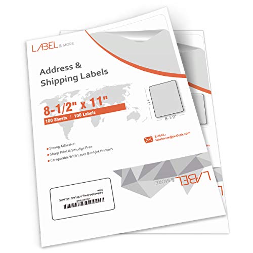 Full Sheet Labels for Laser and Inkjet Printer 8.5x11" Labels Full Sheet Label Paper Amazon Postage Address Shipping 1 up Labels [100 Sheets 100 Labels] LABEL&MORE - Thumbnail 7