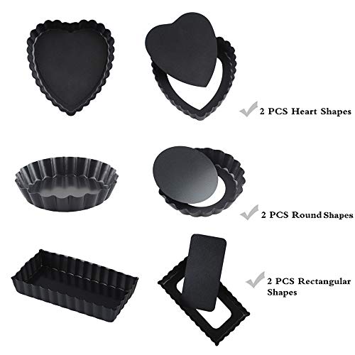 image for Eke Tart Pie Pan with Removable Bottom 6 Pack Non stick 4 inch Tart Pa