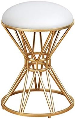 Calyvina Home Beauty Stool Vanity Stool Dressing Table Stool Makeup Dressing Chair Iron Shoe Stool (Red),White [Energy Class A]