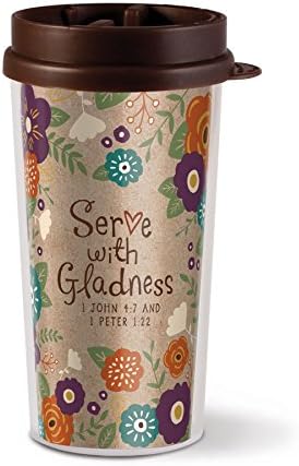 Lighthouse Christian Products Serve with Gladness Acrylic/Plastic Tumbler Mug, 13 oz