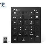 Wireless Number Pad, Jelly Comb Ultra Slim 2.4GHz Wireless Numeric Keypad 28-Key Multi-Function Shortcuts with Nano Receiver for Laptop, PC, Desktop, Surface pro, Notebook and More-Black
