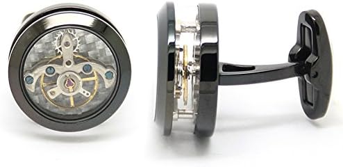 Black Stainless Steel Transparent Tourbillon Cuff Links